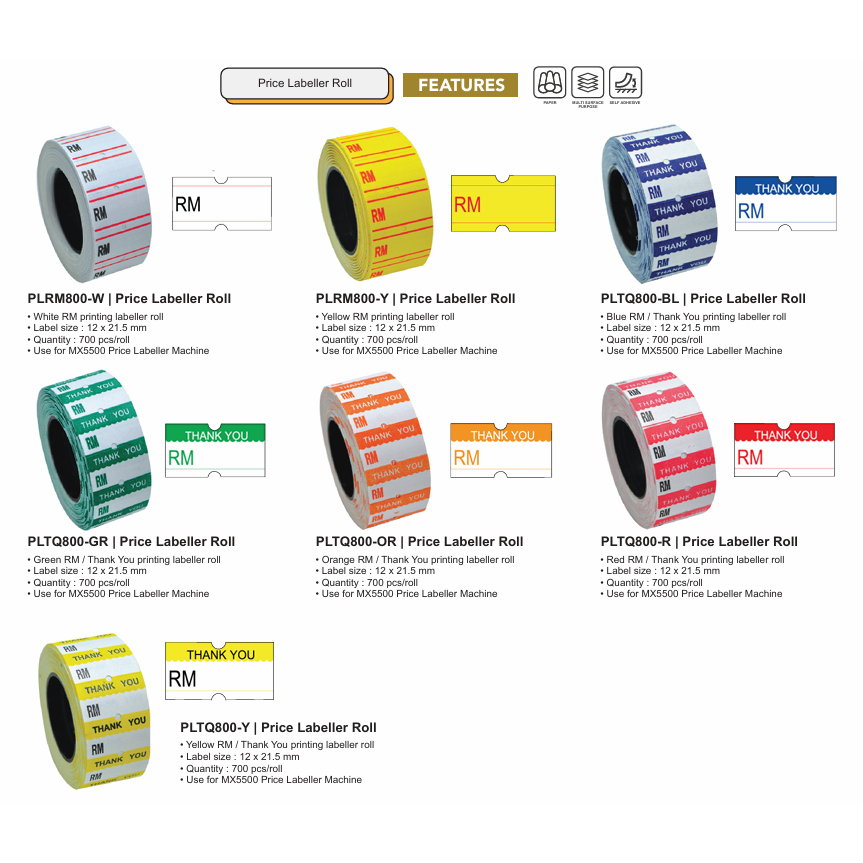 (Price for 10rolls)Price Label/ Price Labeller Roll/ For MX5500&MX6600 ...