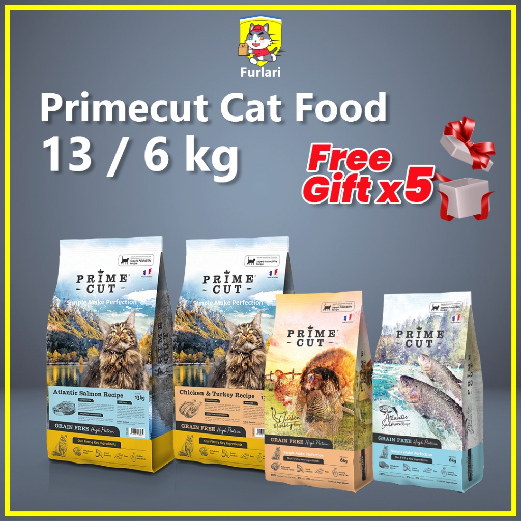 FREE SHIPPING+GIFT x5 Primecut Cat Food 13 kg / 6 kg Prime Cut Chicken ...