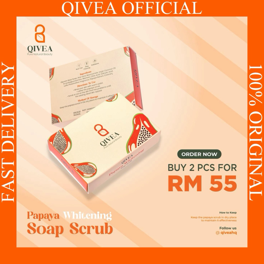 Qivea Official | 100% Original | 2pcs Papaya Whitening Soap Scrub ...