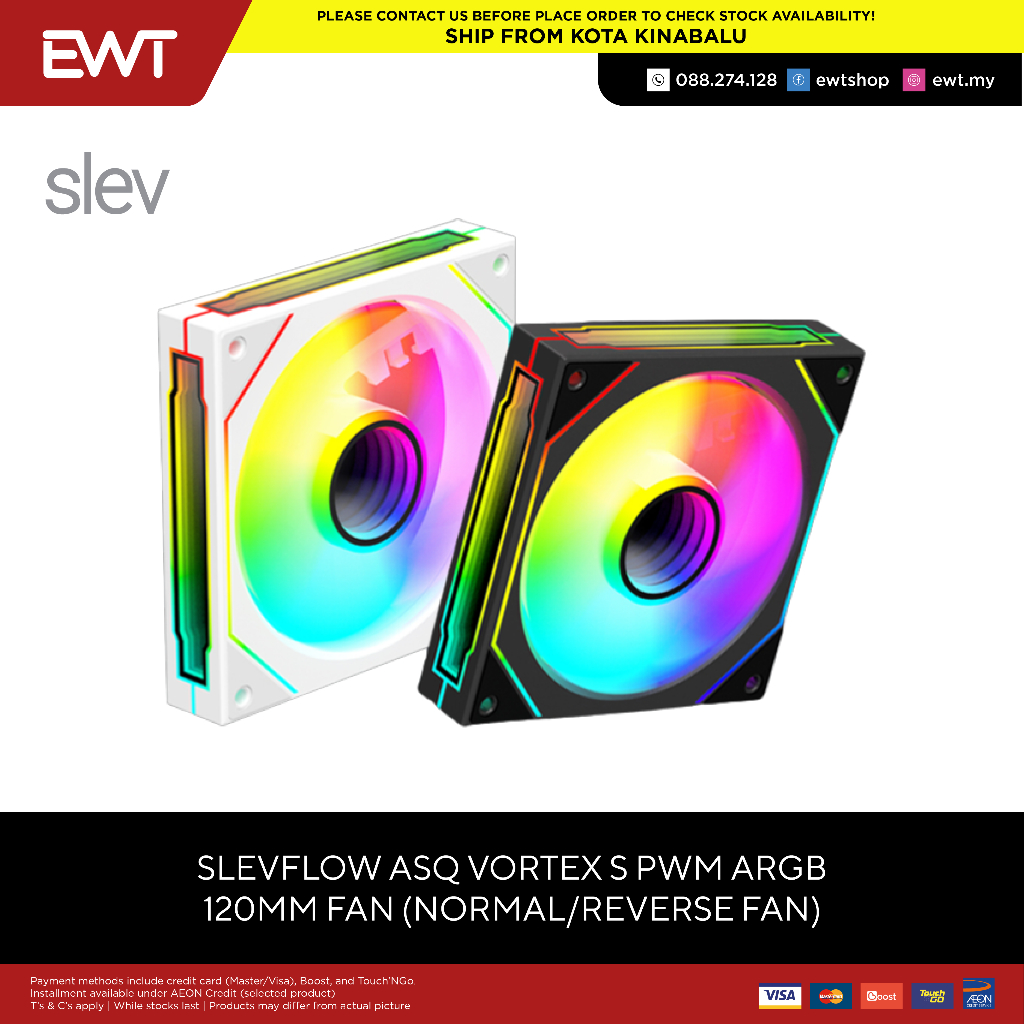 SLEV SLEVFLOW ASQ VORTEX S PWM ARGB 120MM NORMAL/REVERSE FAN-BLADE ...