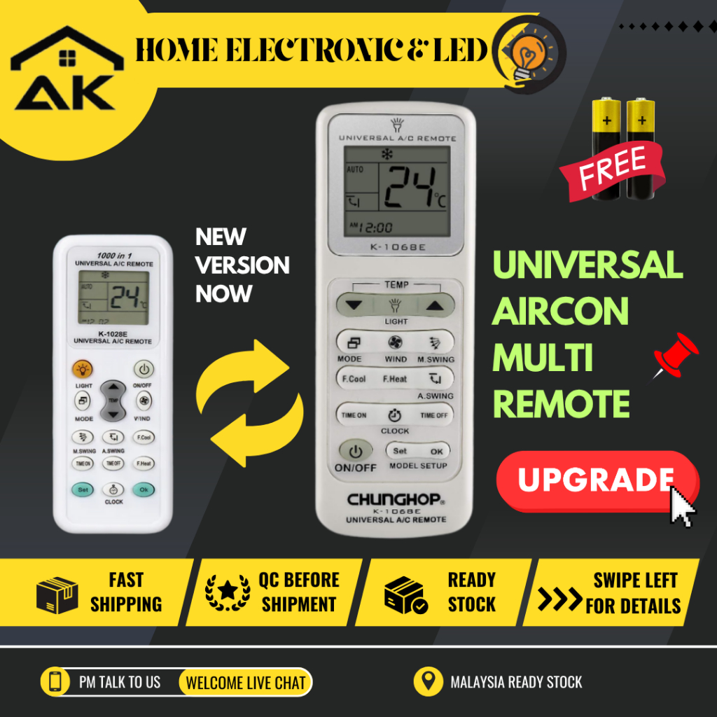 LATEST Universal Aircond Multi Remote Control Air Cond (FREE battery ...