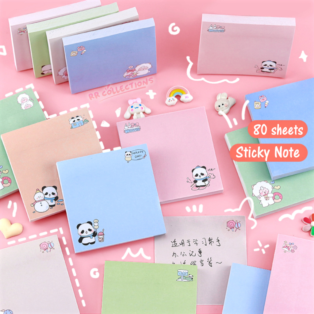 80 Sheets Sticky Notepad Panda Cartoon Fluffy Sheep Memo Pad 80 ...