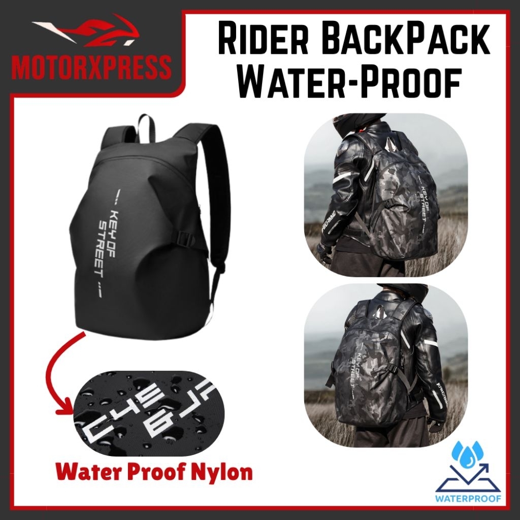 Rider Waterproof Backpack | Beg Motorsikal Kaliskan Anti Air Biker ...