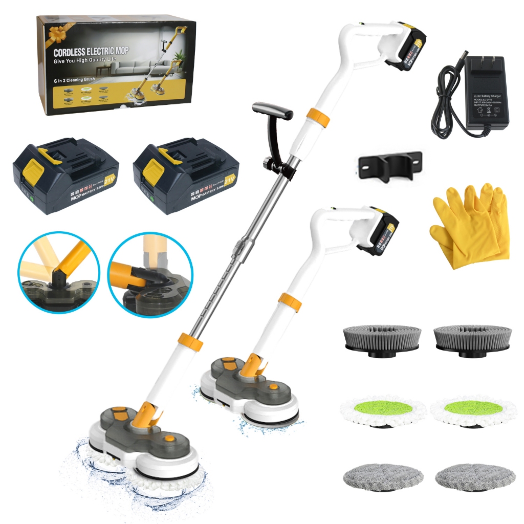 Qimedo Cordless Electric Mop 6000mAh Battery Electric Power Scrubber ...