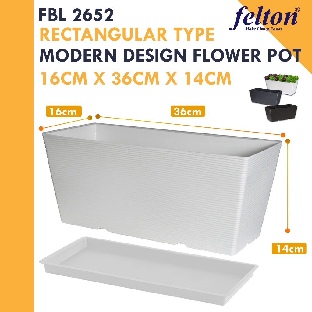 Felton Rectangular Flower Pot Box Modern Design Flower Pot FBL 2652 ...
