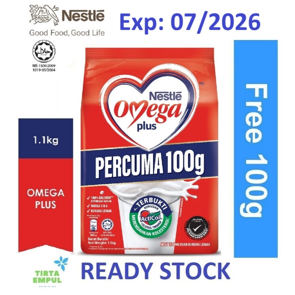 Nestle Omega Plus Milk Powder Softpack (1.1kg) | Exp:07/2026 | Shopee ...