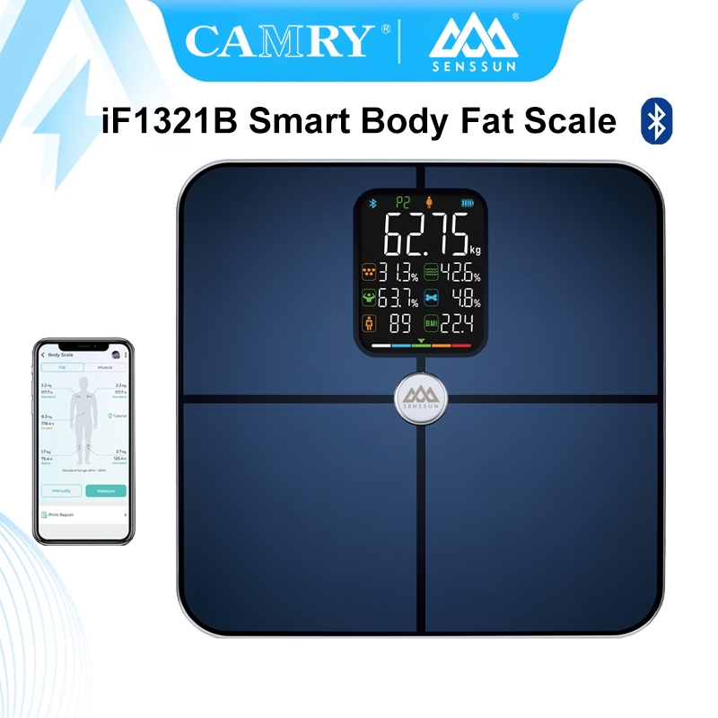 SENSSUN by CAMRY ITO Coating Smart Body Fat Scale with Large VA Display ...