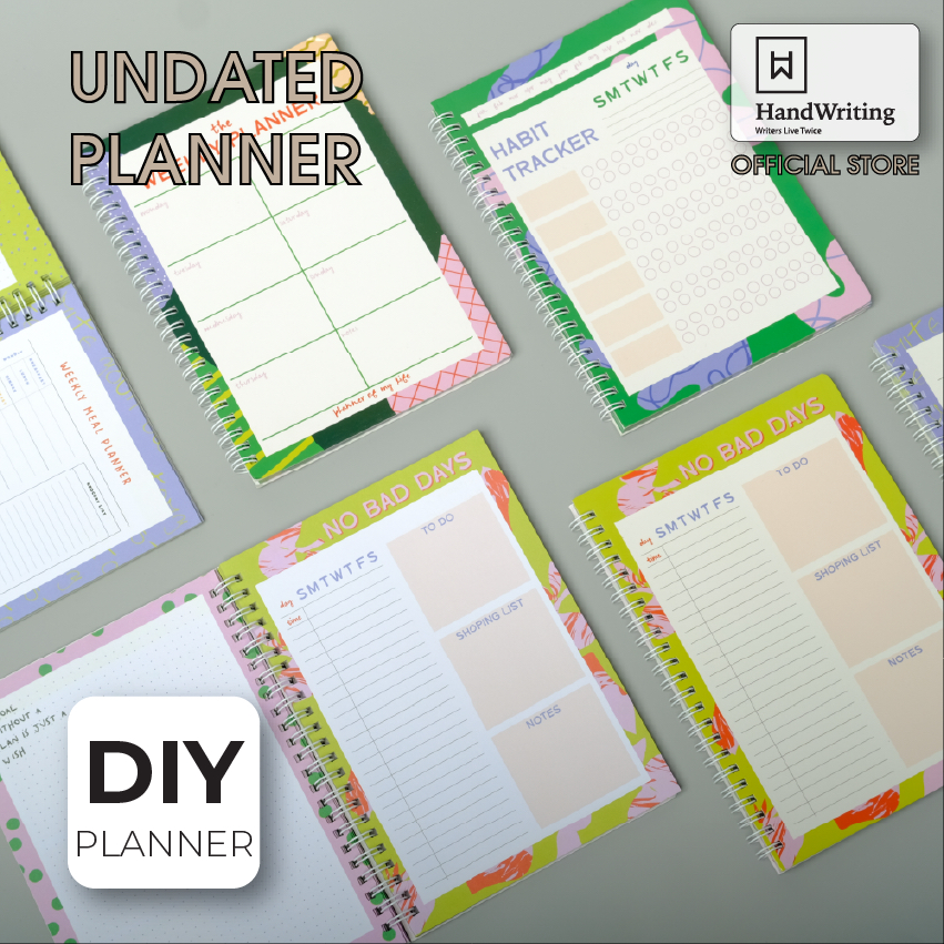 Handwriting A5 Undated Dateless Monthly Weekly Daily Meal Planner Book ...