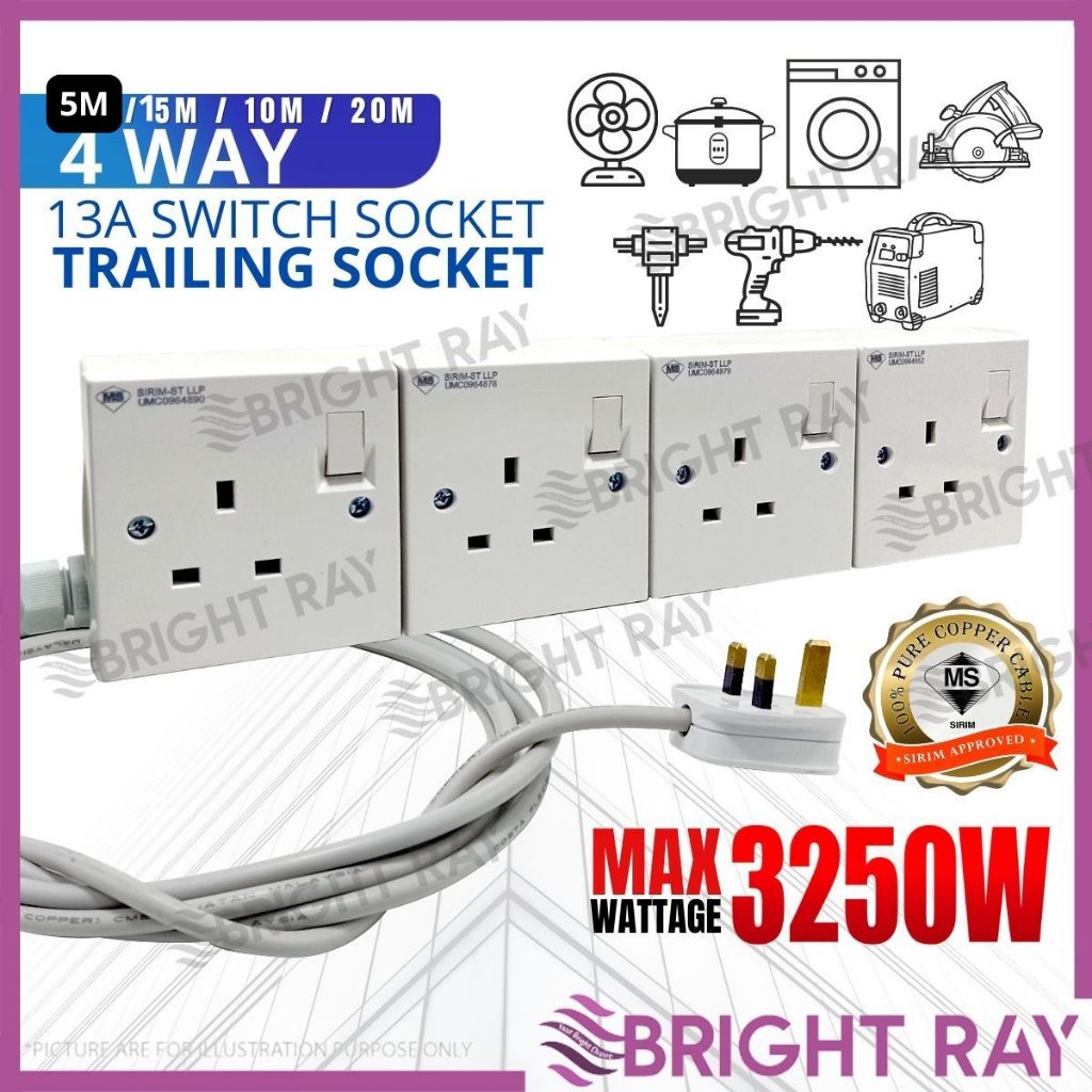 SIRIM 4WAY Bakelite Portable Extension Socket Outlet Extension Plug w ...