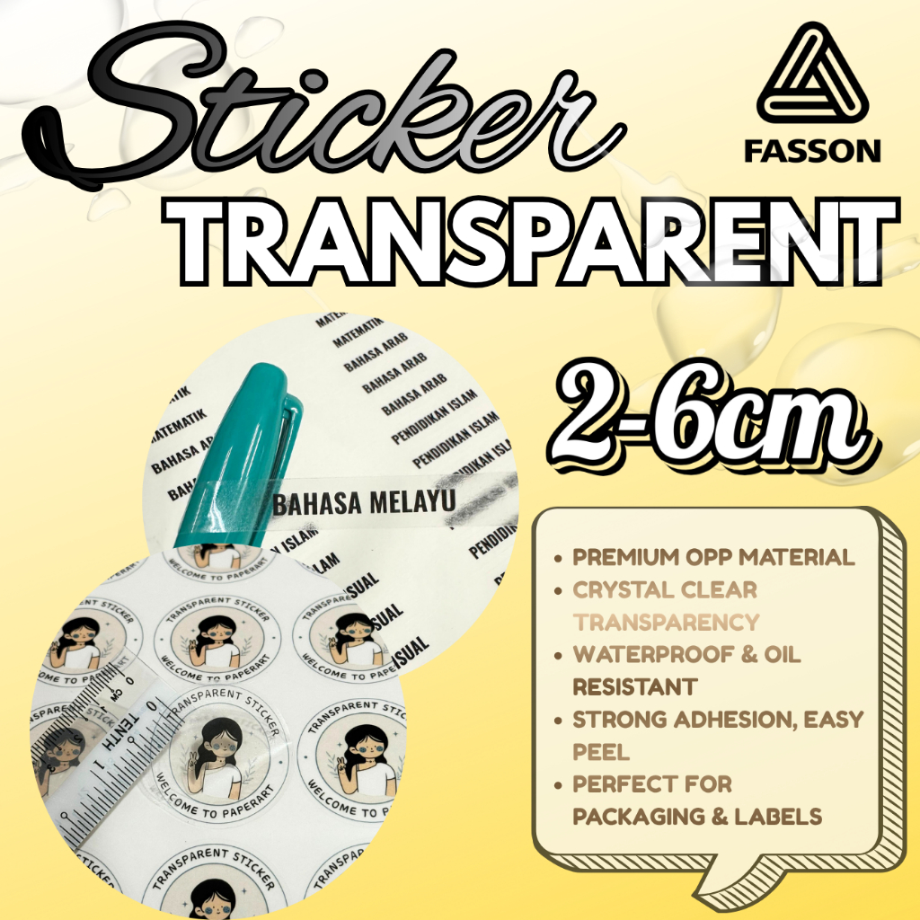 👉STICKER TRANSPARENT 2-6CM👈 Custom Sticker Label | Own Design ...