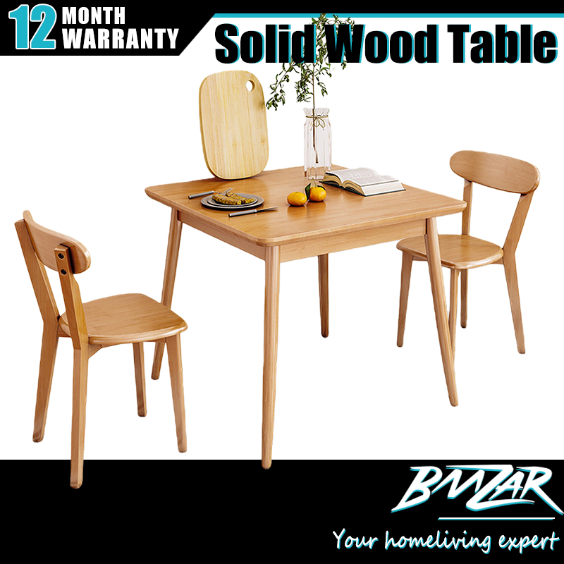 𝐁𝐌𝐙𝐀𝐑 Nordic Style Solid Rubber Wood Dining Table Set With 4/6 Chairs ...