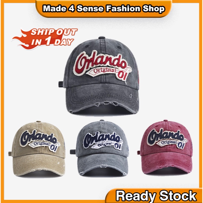 Vintage American Retro Distressed Denim Baseball Cap/ Unisex Adjustable ...