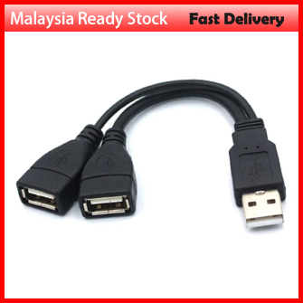 1 Male Plug To 2 Female Socket USB 2.0 Extension Line Y Data Cable Power Adapter Converter Splitter USB 2.0 Cable 15cm