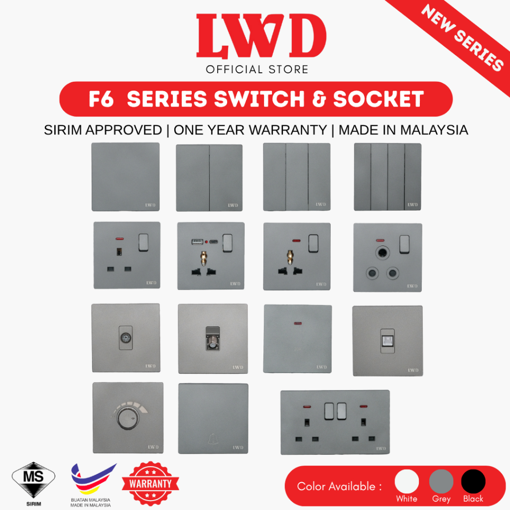 LWD Modern Home Switches and Socket Outlets [F6 Series Grey Colour ...