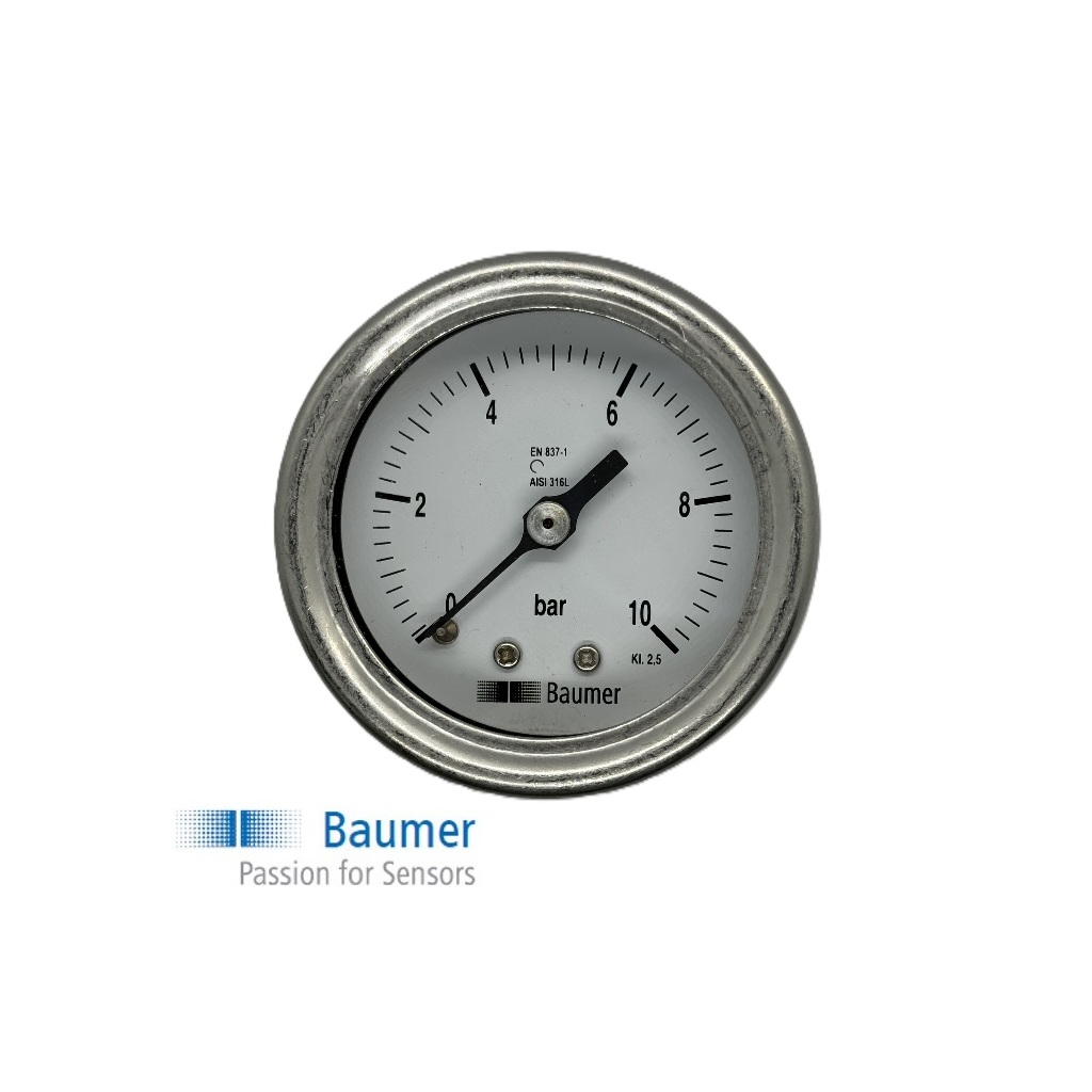 Baumer, Pressure Gauge, Stainless Steel, 50 mm Dial, 1/4