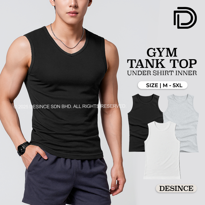 🇲🇾 DESINCE Men Tank Top Cover Shoulder Singlet Casual Plain Undershirt ...
