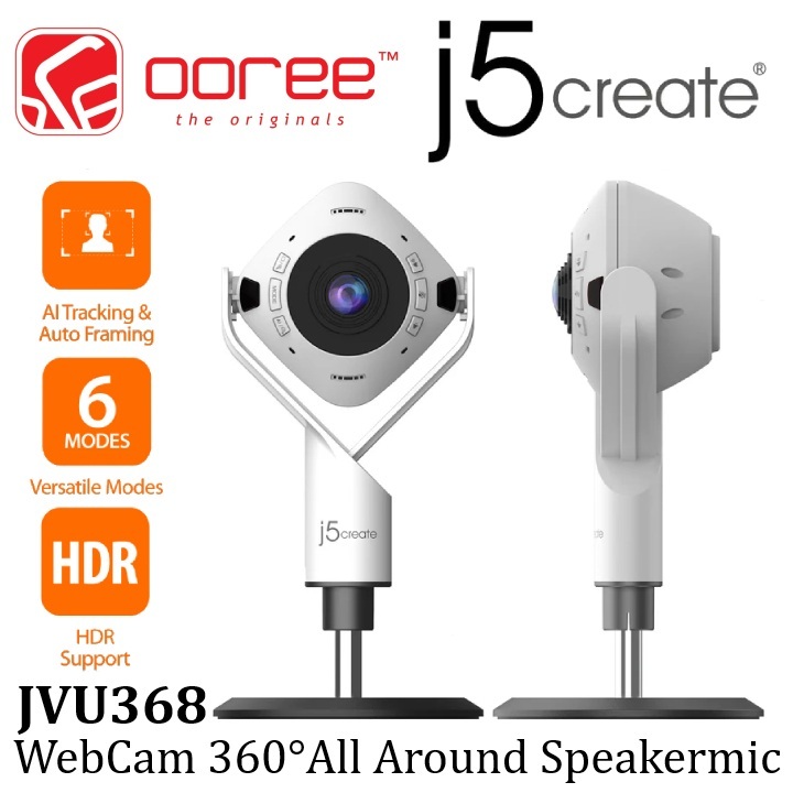 J5CREATE JVU368 360° AI CONFERENCE WEBCAM WITH SPEAKERPHONE / 1080P ...