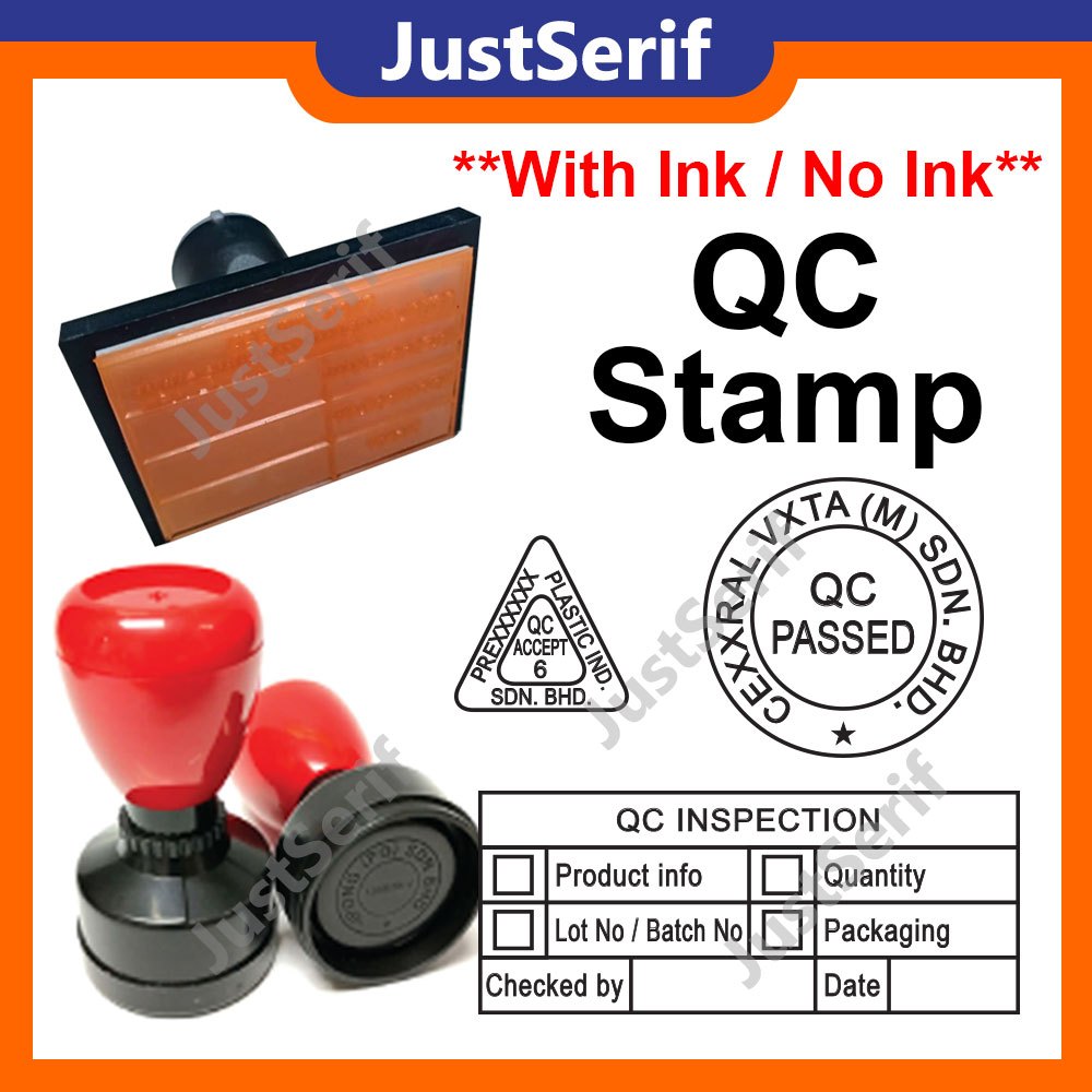 QA QC Round Stamp Company Cop getah QA QC Biasa Quality Inspection ...