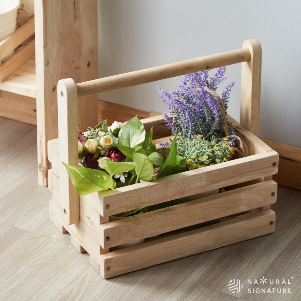 Natural signature 0083 Tool Box Basket /Rubber wood/Wooden basket ...