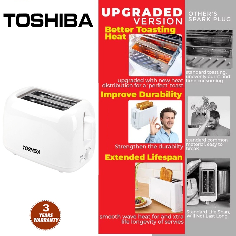 TOSHIBA 2 Slice Electronic Toaster Pembakar Roti Bread Toaster Electric ...