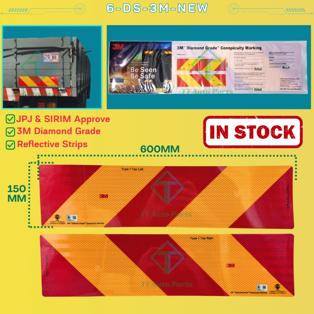 (60cm x 15cm) 3M ORIGINAL Pelekat Truck Reflective Strips Sticker SIRIM ...
