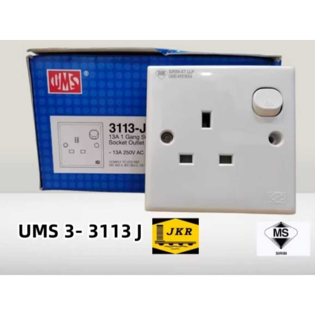 UMS 3 SERIES 13A SP SWITCH SOCKET 3113-J-(10PCS/BOX) | Shopee Malaysia