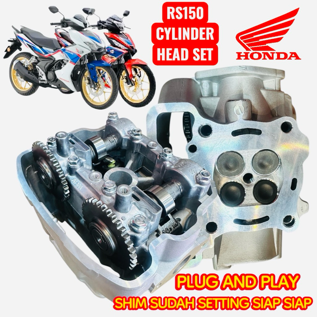 HIGH QUALITY CYLINDER HEAD SET RS150 RSX150 ( SHIM SUDAH SETTING SIAP ...