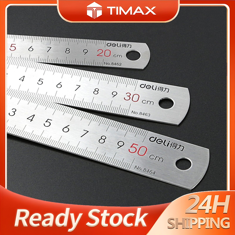 Deli Metal Ruler Stainless Steel Metric Ruler 20cm/30cm/50cm Straight ...