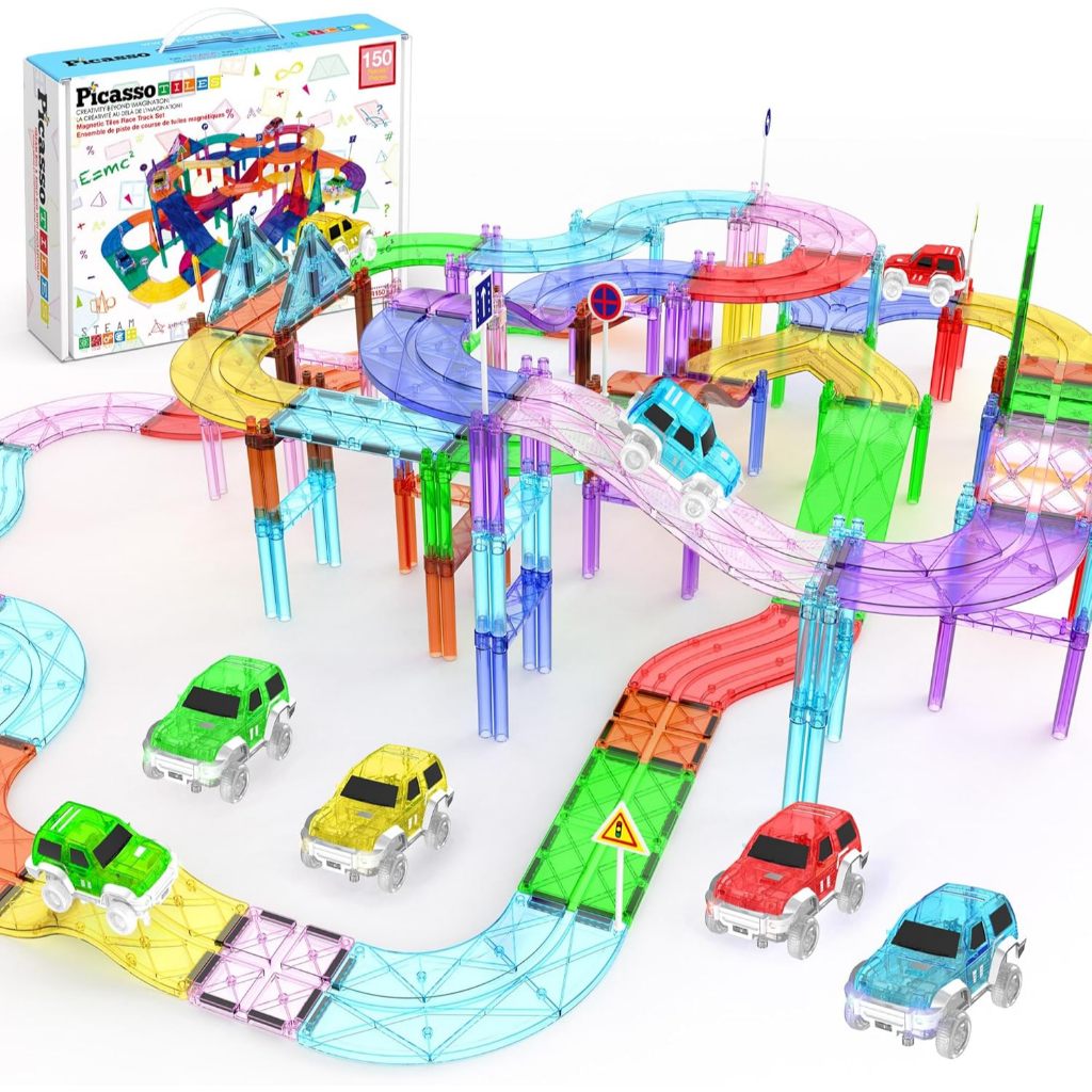 PicassoTiles Magnetic Tiles Race Track Set 150 pcs (PTR150) | Shopee ...