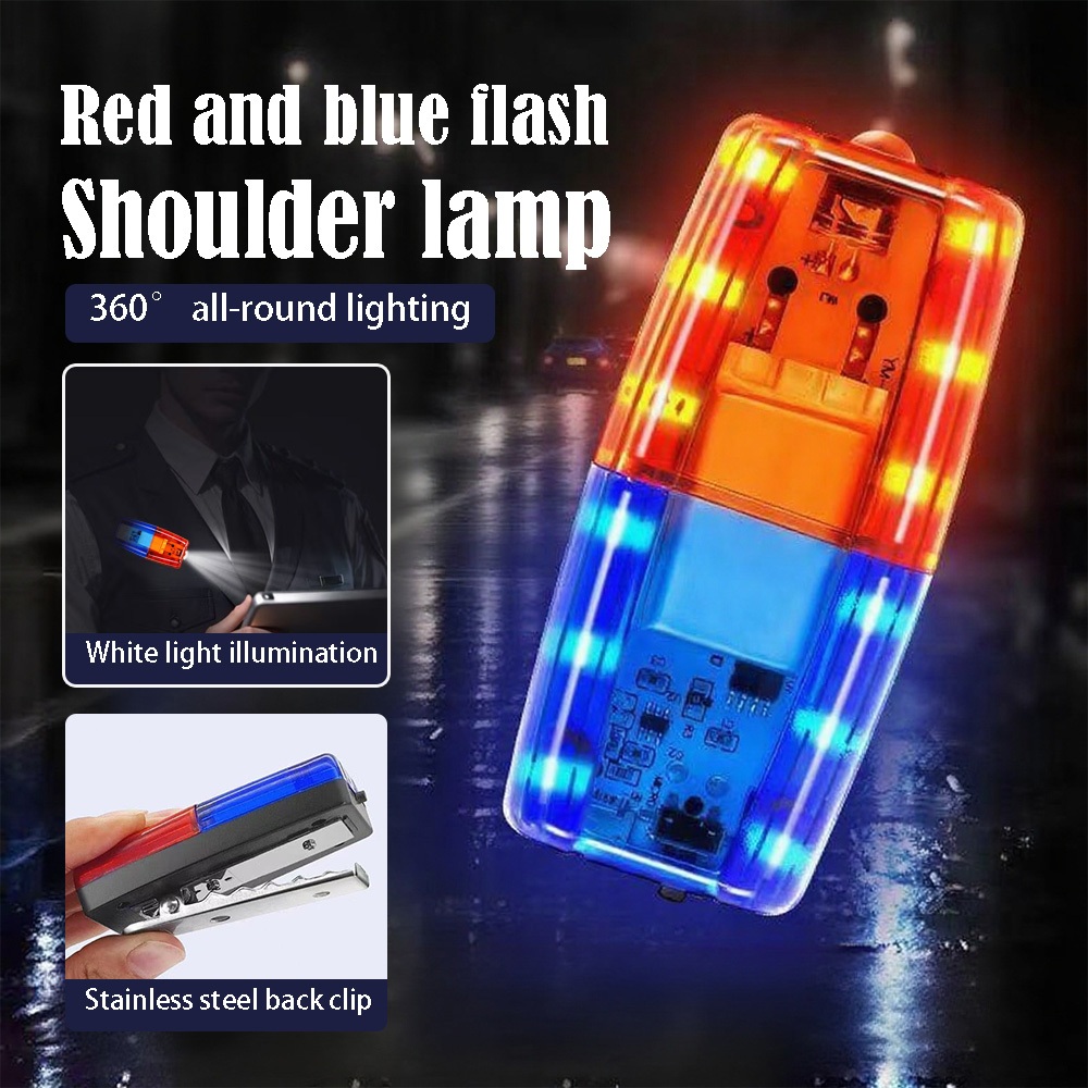 Red Blue LED Strobe Warning Light Police Shoulder Clip USB Night ...