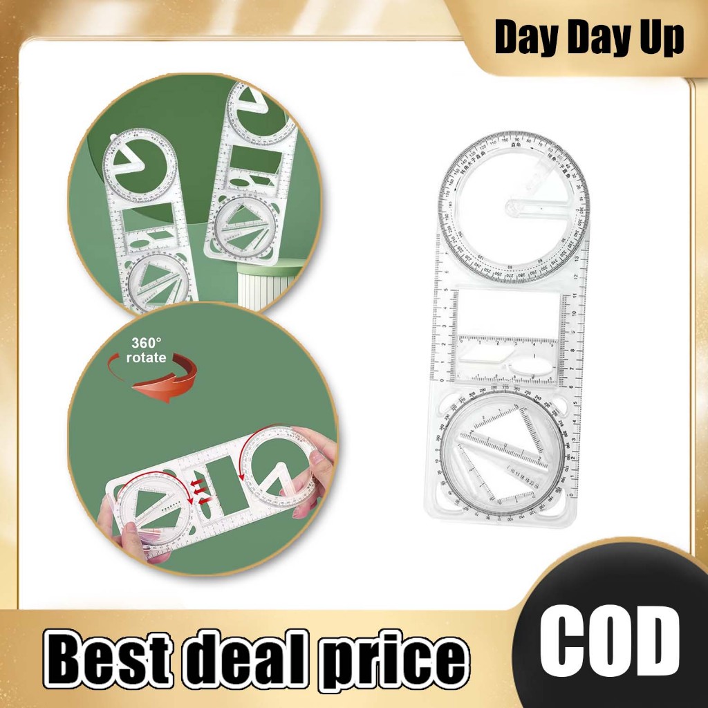 Multifunctional Drawing Ruler/Protractor/Triangle/Circle Stencil ...