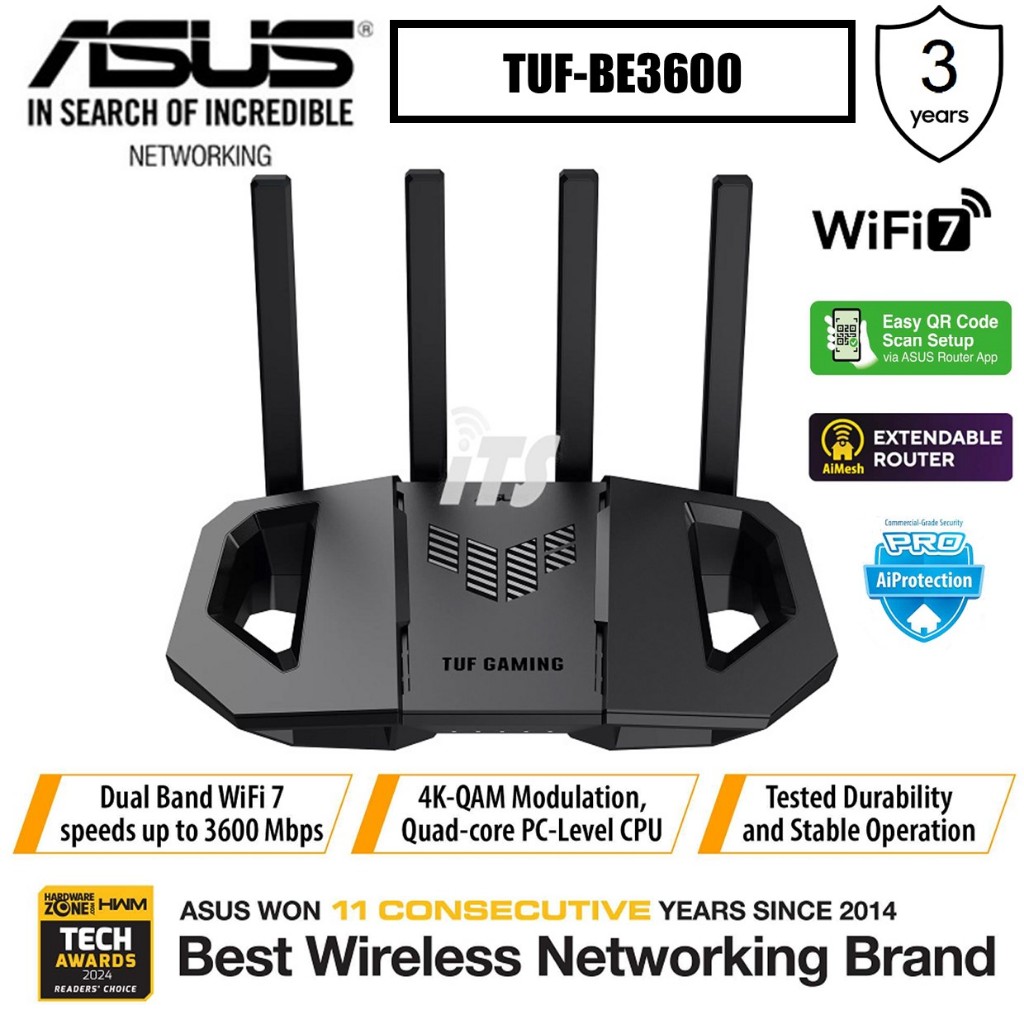 ASUS TUF Gaming BE3600 Dual Band WiFi 7 Gaming Router (TUF-BE3600 ...