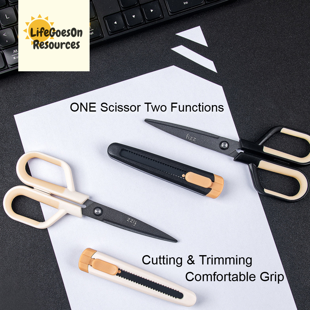 Fizz 2in1 Multi function Scissors Teflon-Coated Craft Blade Anti ...