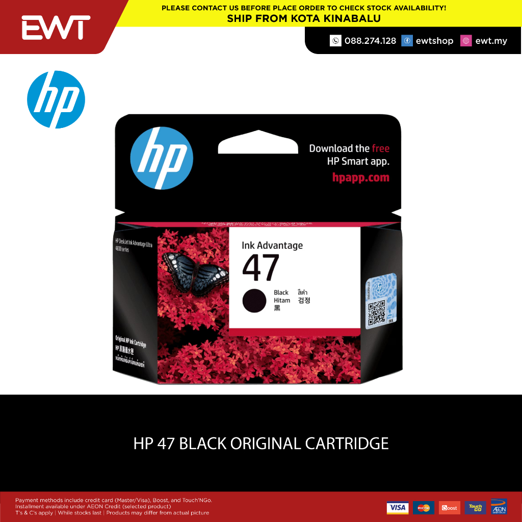 HP 47 BLACK ORIGINAL INK ADVANTAGE CARTRIDGE 100% ORIGINAL | Shopee ...
