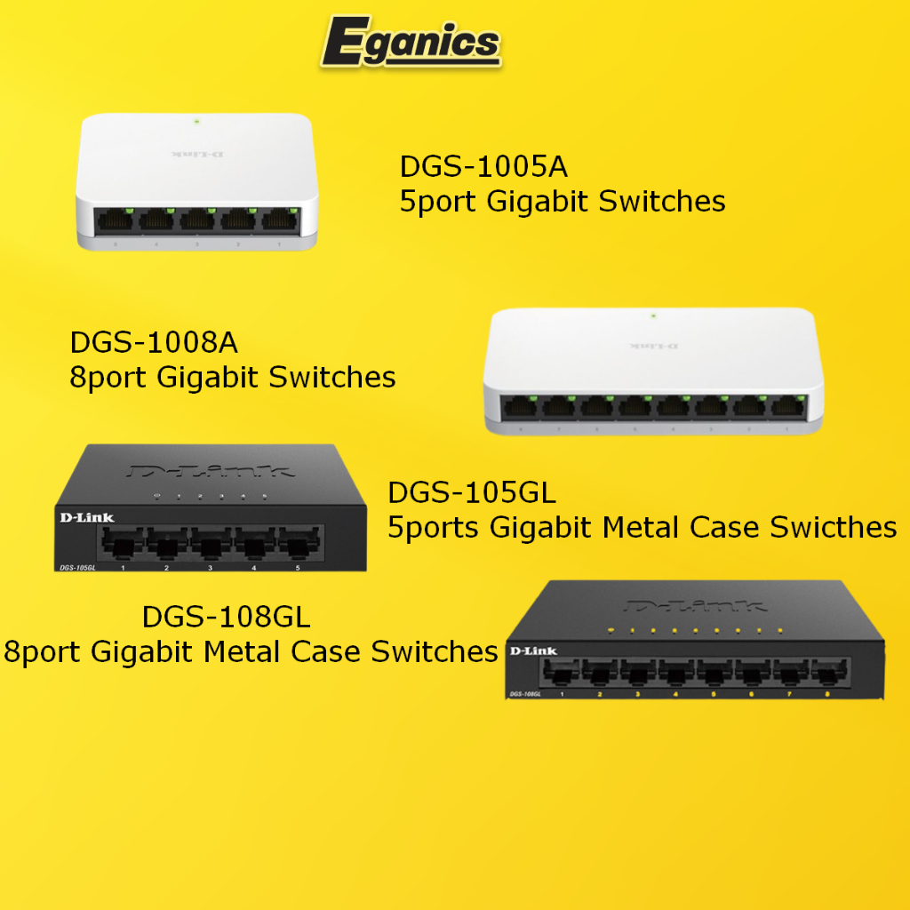 D-Link 8/5 port gigabit network unmanaged Desktop switches | Metal Case ...