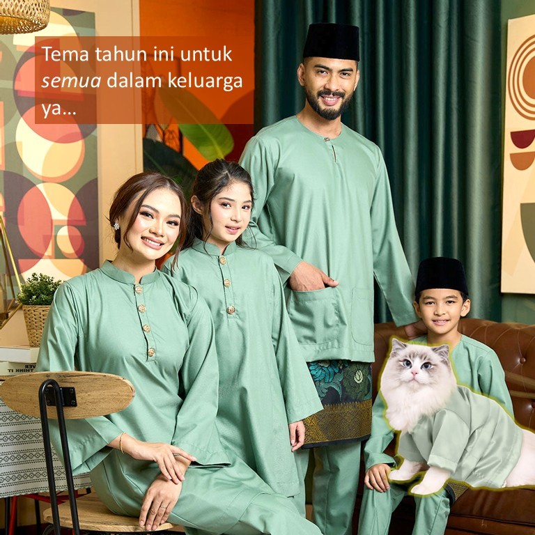 Baju Raya KUCING - Lilac Mint Green Nude Hitam Biru Navy Blue Ungu ...