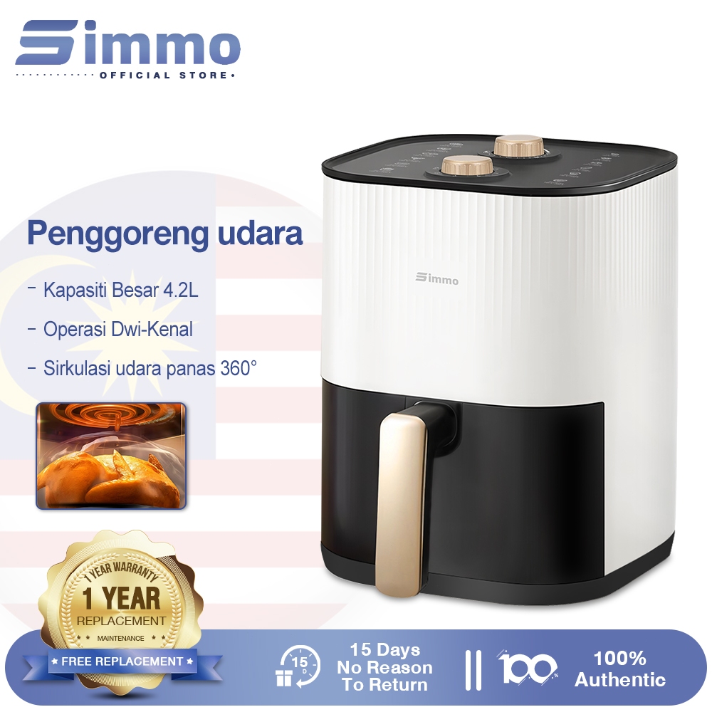 Simmo Air Fryer Oven Oil Free Knob design 4.2L Non-Stick Temperature ...