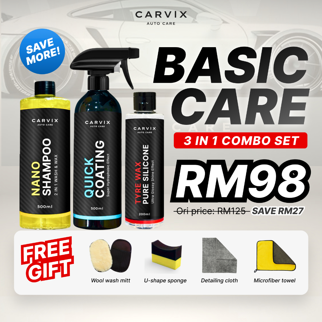 CARVIX | Basic Care Package Car Wash Set Nano Car Shampoo Car Coating ...