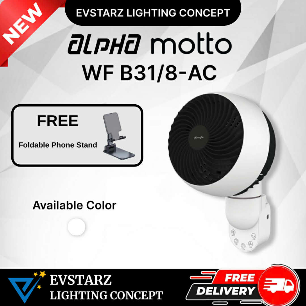 ALPHA MOTTO B31 Wall Fan 8 inches Blades 3 Speeds with Remote Control ...