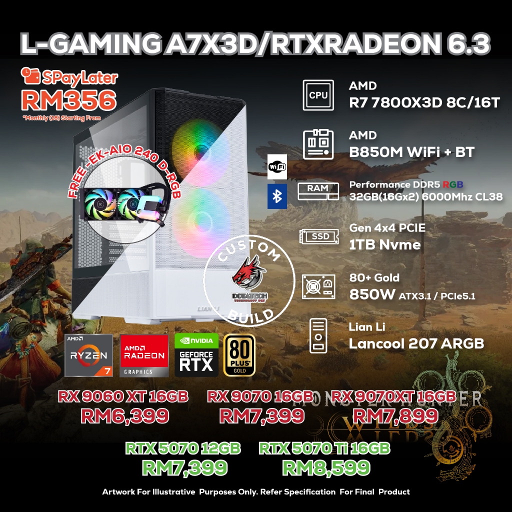 # DOTATECH L-GAMING A7X3D/RTXRADEON 6.3 - CUSTOM PC GAMING PACKAGE # R7 ...