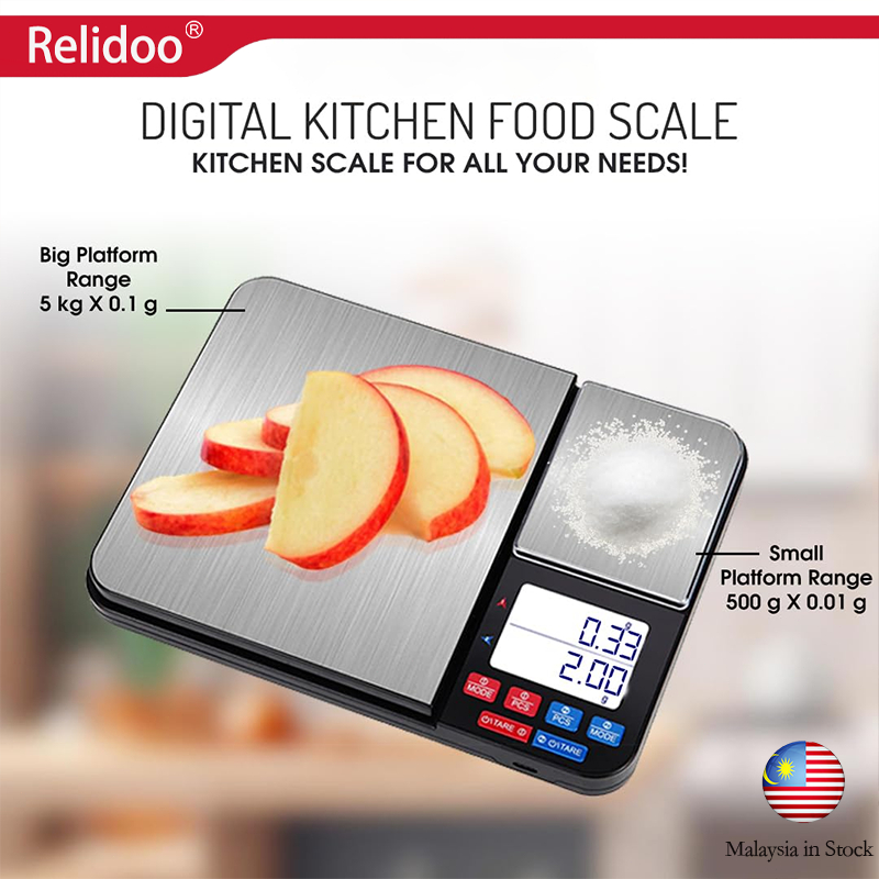 Dual Platform Food Scale Digital Kitchen Scale Grams and oz 5kg and ...