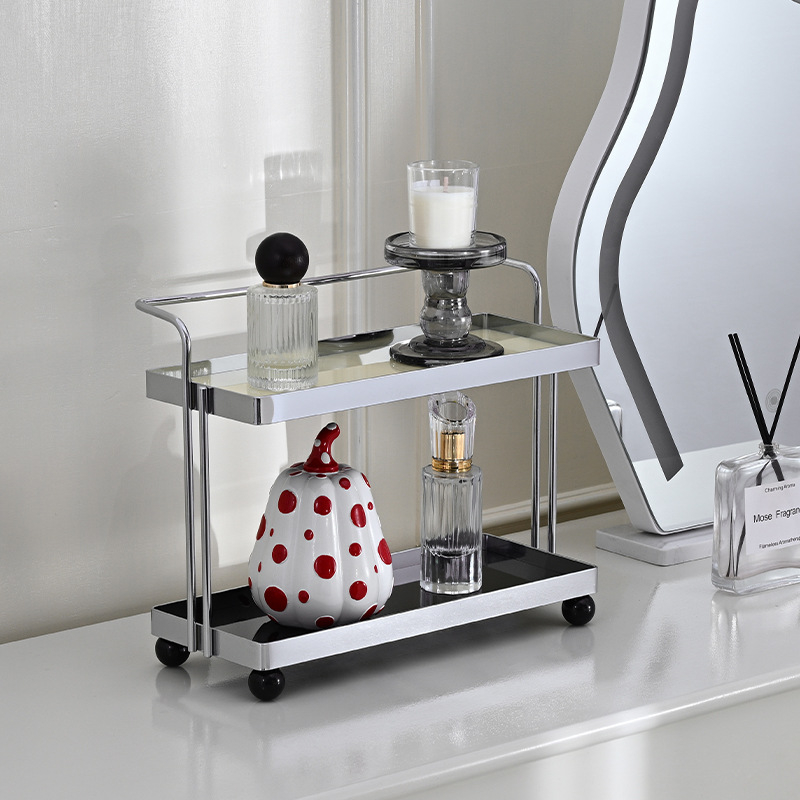 Desktop Storage Rack Gold Cosmetic Organizer Office Entrance Cup Holder ...