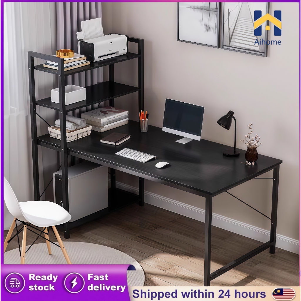 Computer Desk With Rack Meja Belajar Home Office Desk With Drawer ...