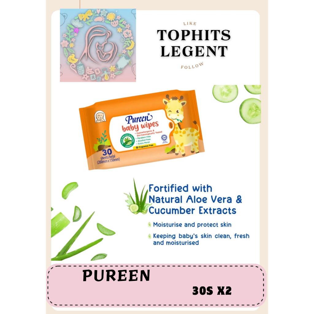 Pureen Baby Wipes Fragrance Free (30's x 2) | Shopee Malaysia