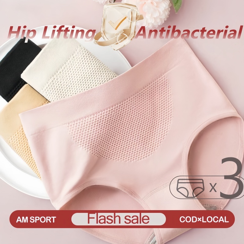 3PCS High/Middle Waist Underwear Cotton Underpants Breathable Female ...