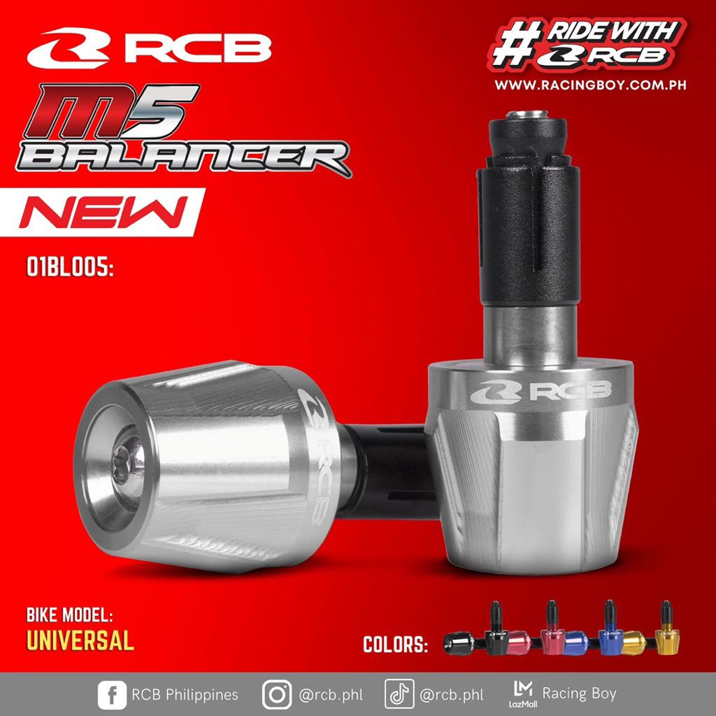 RCB HANDLE BAR END BALANCER M5 BLACK AND SILVER | Shopee Malaysia