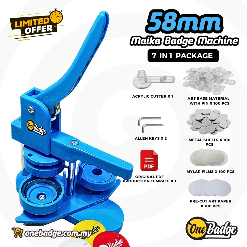 Pakej Mesin Butang Lencana | 7 in 1 Maika Button Badge Machine Package ...