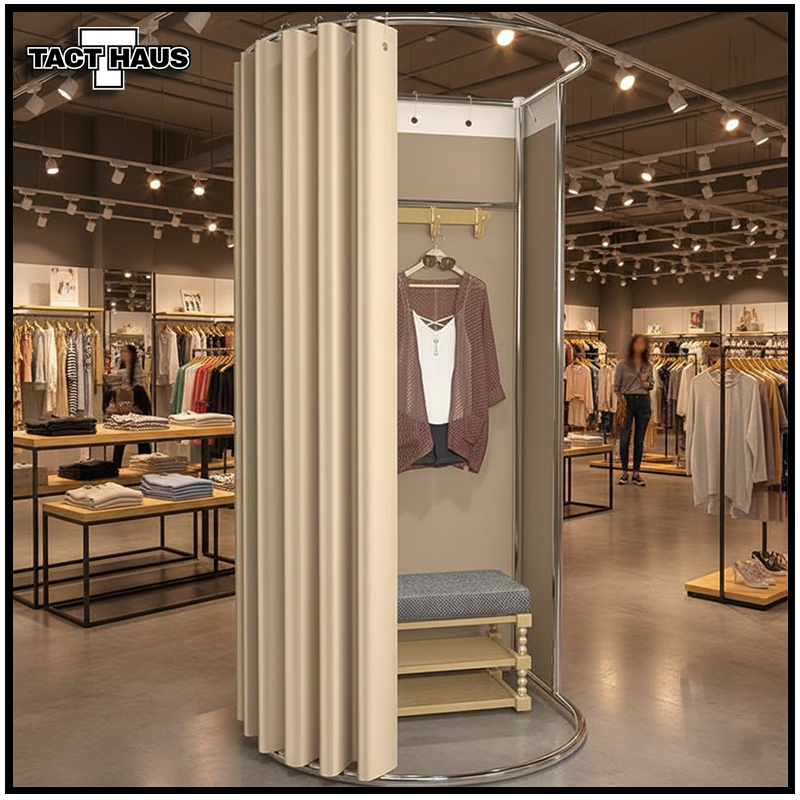 Stainless Steel Fitting Room Portable With Integrated Linen Curtain ...