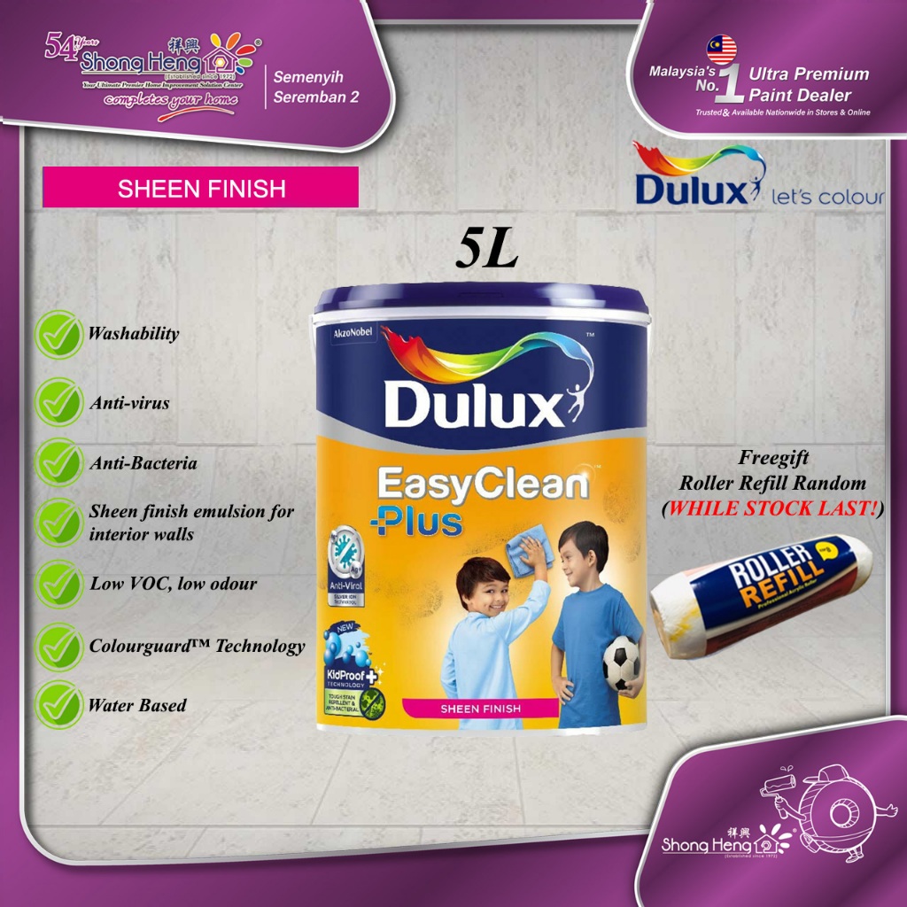 5L Dulux EasyClean Plus | Shopee Malaysia