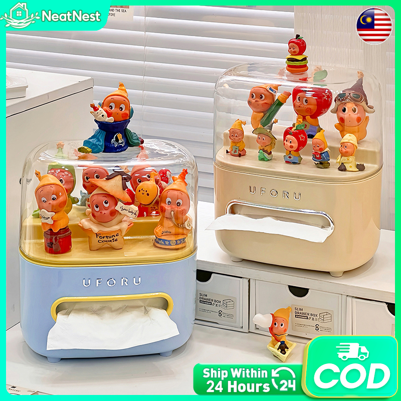 Desktop Blind Box Display Tissue Box Cute Figurine Storage Organizer ...